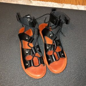 american eagle black strappy sandals